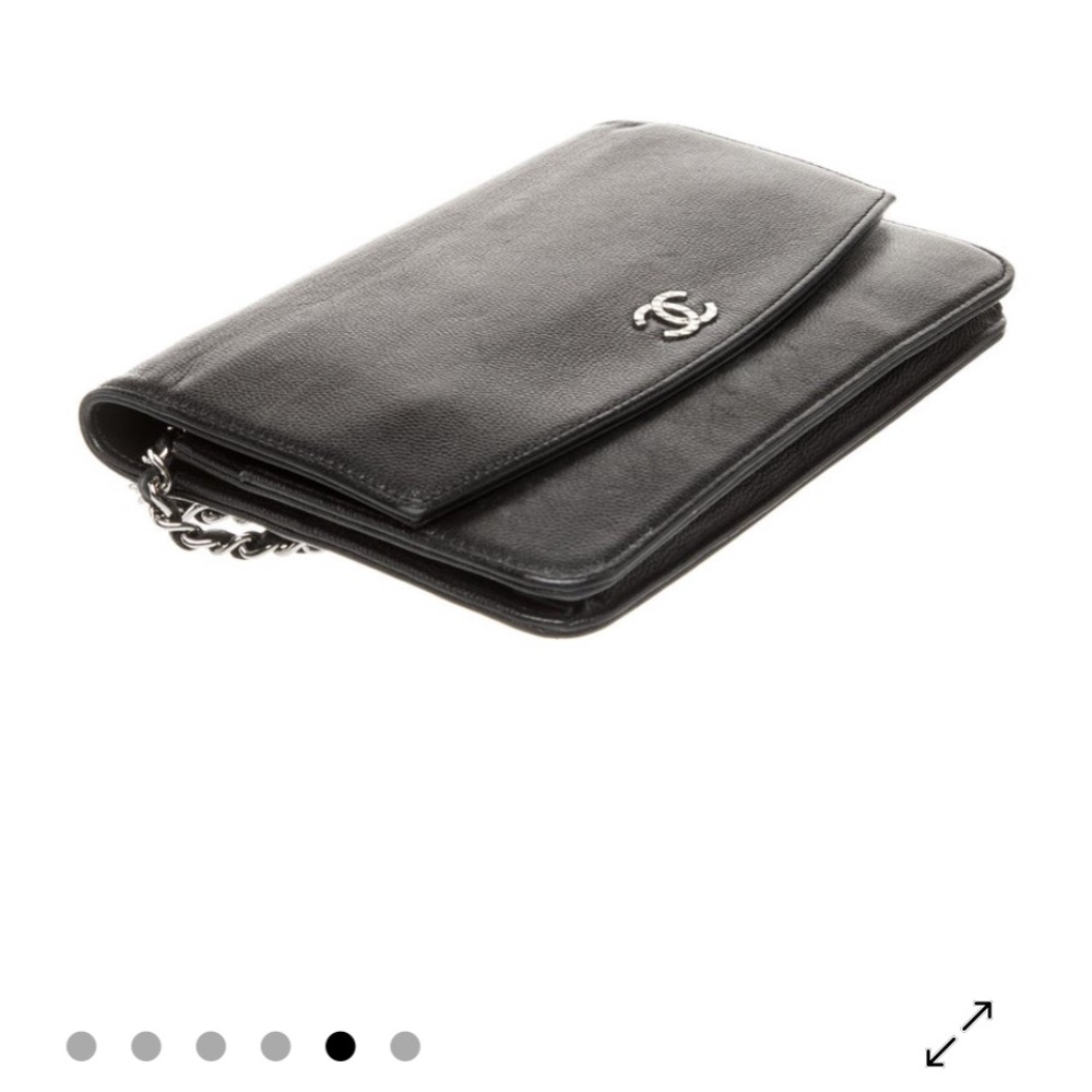 CHANEL Black Caviar Leather Wallet on  Chain Shoulder Bag with Silver Hardware - Picture 3 of 8